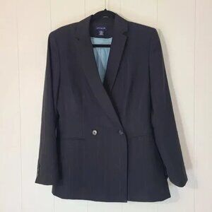 Ann Taylor Wool Pinstripe Double Breasted Blazer Size 12